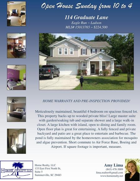 Open House Sunday from 10 to 4