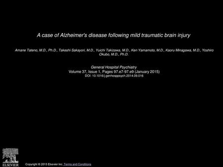 A case of Alzheimer's disease following mild traumatic brain injury