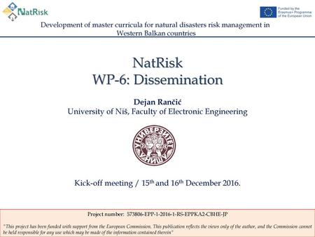 NatRisk WP-6: Dissemination