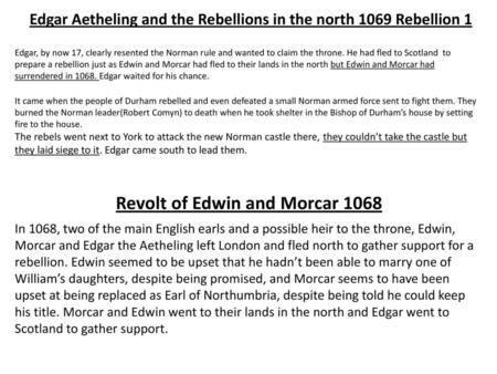 Revolt of Edwin and Morcar 1068