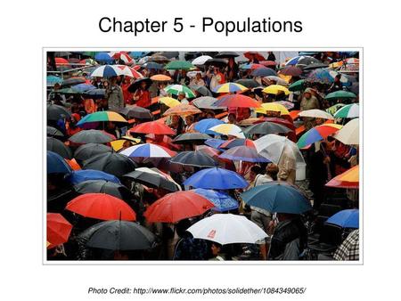 Chapter 5 - Populations Photo Credit: http://www.flickr.com/photos/solidether/1084349065/