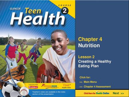 Chapter 4 Nutrition Lesson 2 Creating a Healthy Eating Plan