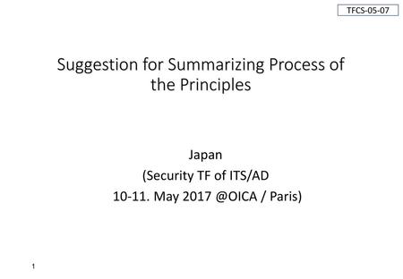 Suggestion for Summarizing Process of the Principles