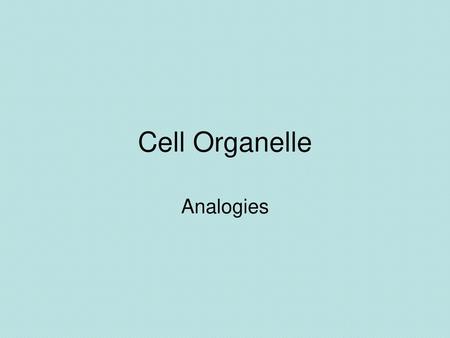 Cell Organelle Analogies.