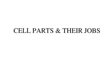 CELL PARTS & THEIR JOBS.