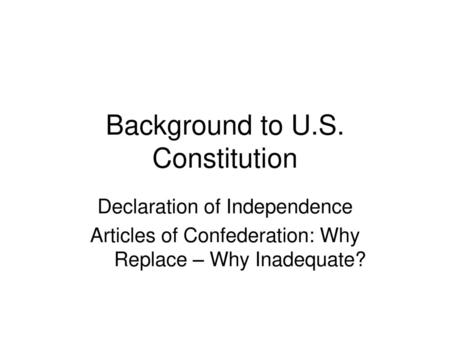 Background to U.S. Constitution