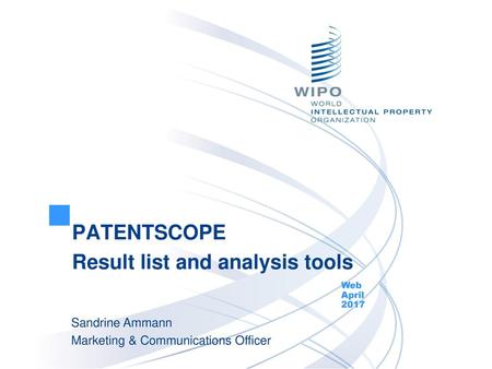 PATENTSCOPE Result list and analysis tools