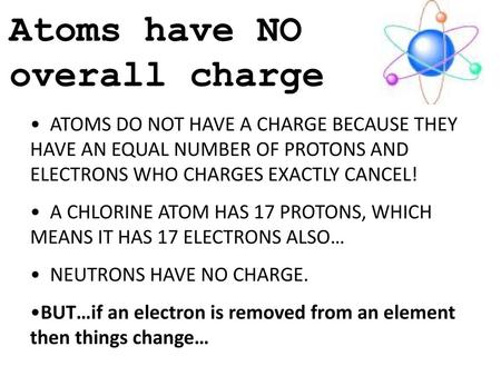 Atoms have NO overall charge