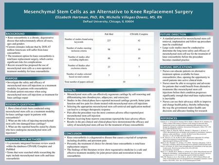 Mesenchymal Stem Cells as an Alternative to Knee Replacement Surgery