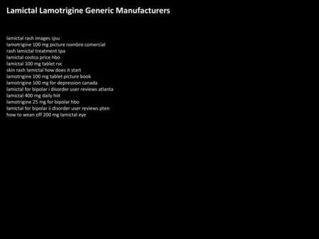 Lamictal Lamotrigine Generic Manufacturers