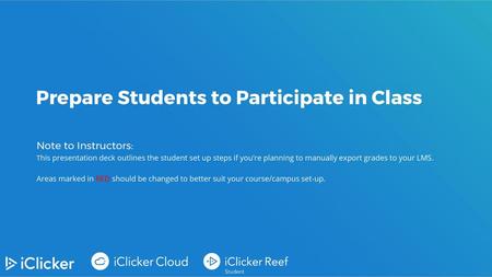 Prepare Students to Participate in Class