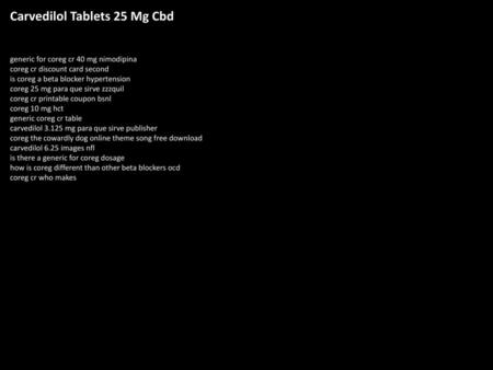Carvedilol Tablets 25 Mg Cbd