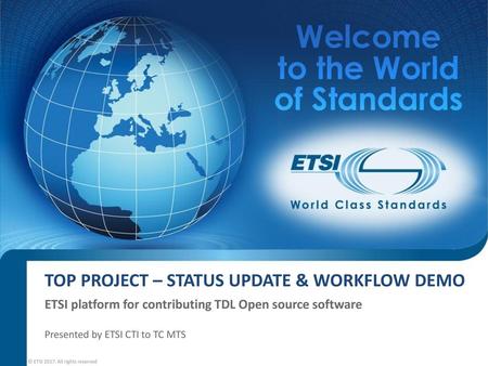 TOP project – STATUS UPDATE & Workflow demo