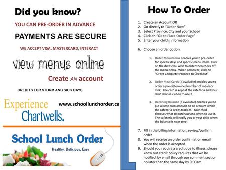 How To Order Did you know? PAYMENTS ARE SECURE Create AN account