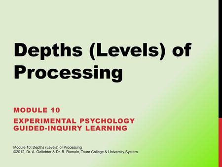 Depths (Levels) of Processing