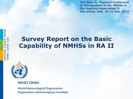 Survey Report on the Basic Capability of NMHSs in RA II