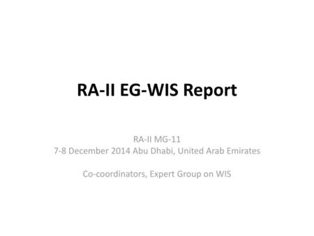 RA-II EG-WIS Report RA-II MG-11