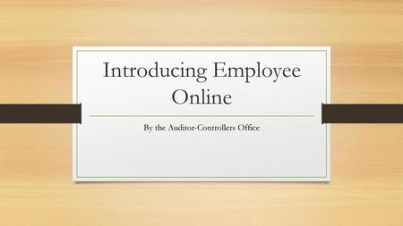 Introducing Employee Online