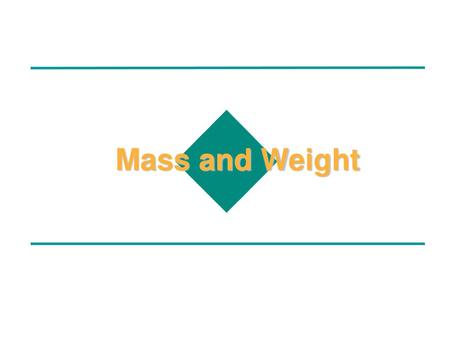 Mass and Weight.