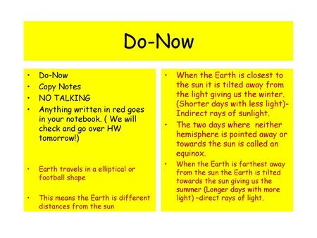 Do-Now Do-Now Copy Notes NO TALKING