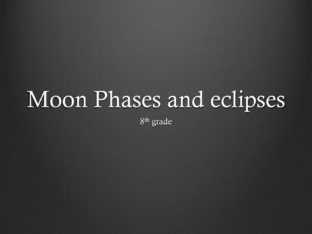 Moon Phases and eclipses