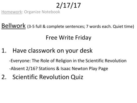 Homework: Organize Notebook
