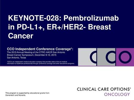 KEYNOTE-028: Pembrolizumab in PD-L1+, ER+/HER2- Breast Cancer