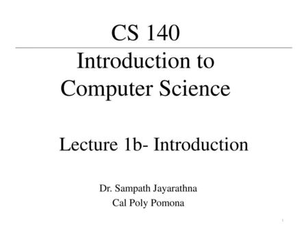 Lecture 1b- Introduction
