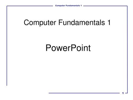 Computer Fundamentals 1