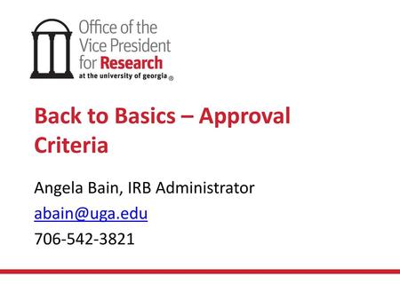 Back to Basics – Approval Criteria