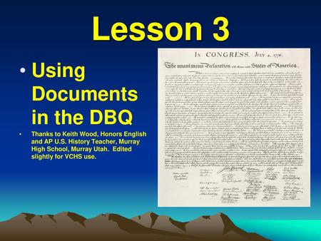 Lesson 3 Using Documents in the DBQ