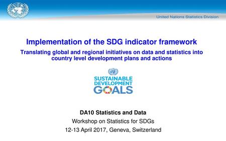 Implementation of the SDG indicator framework