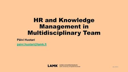 HR and Knowledge Management in Multidisciplinary Team