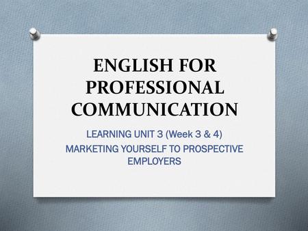 ENGLISH FOR PROFESSIONAL COMMUNICATION