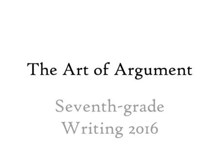 Seventh-grade Writing 2016
