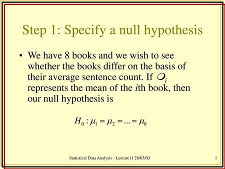 Step 1: Specify a null hypothesis