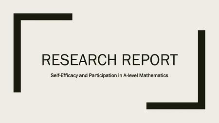 Self-Efficacy and Participation in A-level Mathematics