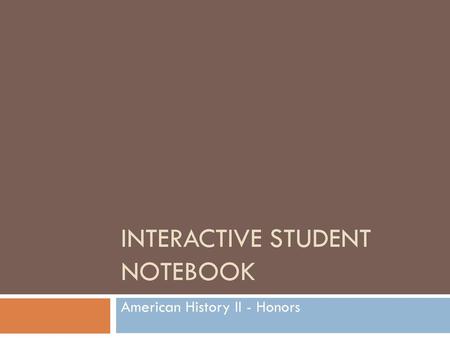 Interactive Student Notebook