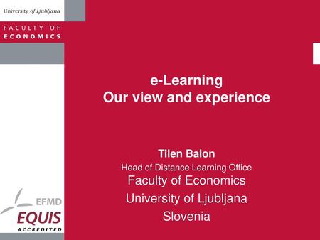 e-Learning Our view and experience