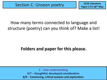 Section C: Unseen poetry