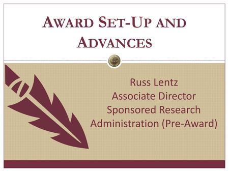 Award Set-Up and Advances