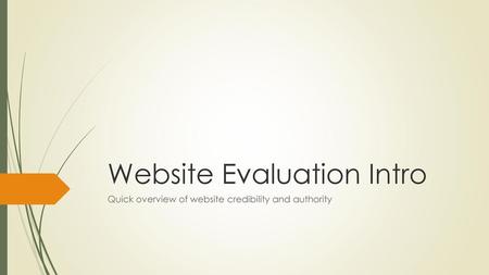 Website Evaluation Intro