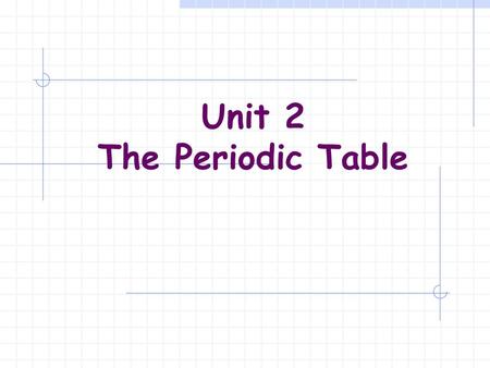 Unit 2 The Periodic Table