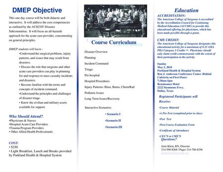 DMEP Objective Curriculum Education Course Course Curriculum