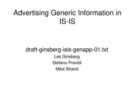 Advertising Generic Information in IS-IS