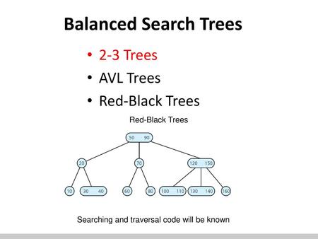 Balanced Search Trees 2-3 Trees AVL Trees Red-Black Trees