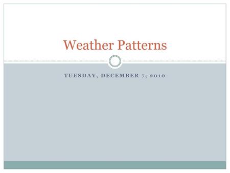 Weather Patterns Tuesday, December 7, 2010.