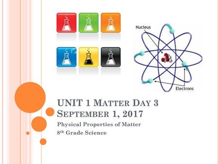 UNIT 1 Matter Day 3 September 1, 2017