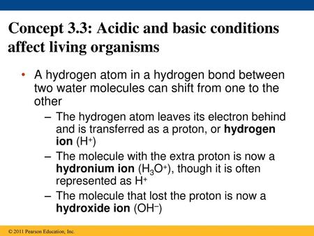 Concept 3.3: Acidic and basic conditions affect living organisms