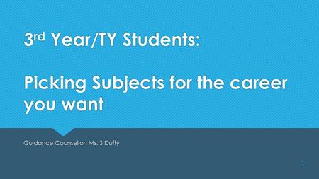 3rd Year/TY Students: Picking Subjects for the career you want